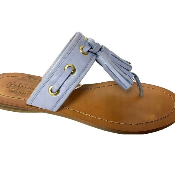 Coach Sky Blue Sheena Leather Sandals - Picture 4 of 10